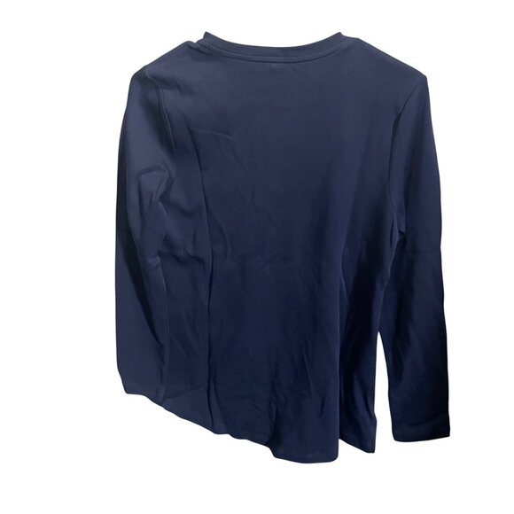 Isaac Mizrahi Live Essentials Womens XS Navy Long Sleeve Crewneck Top - Picture 4 of 4